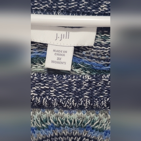 J. Jill Chevron Knit Sweater Women’s Size 3X Crew Neck Side Slit Pullover Boho - Picture 2 of 8